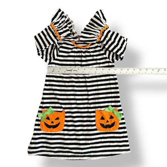 Goodlad Girls 4T Halloween Dress Pumpkin Pockets Black White Bell Sleeve Cotton‎ - Picture 3 of 9